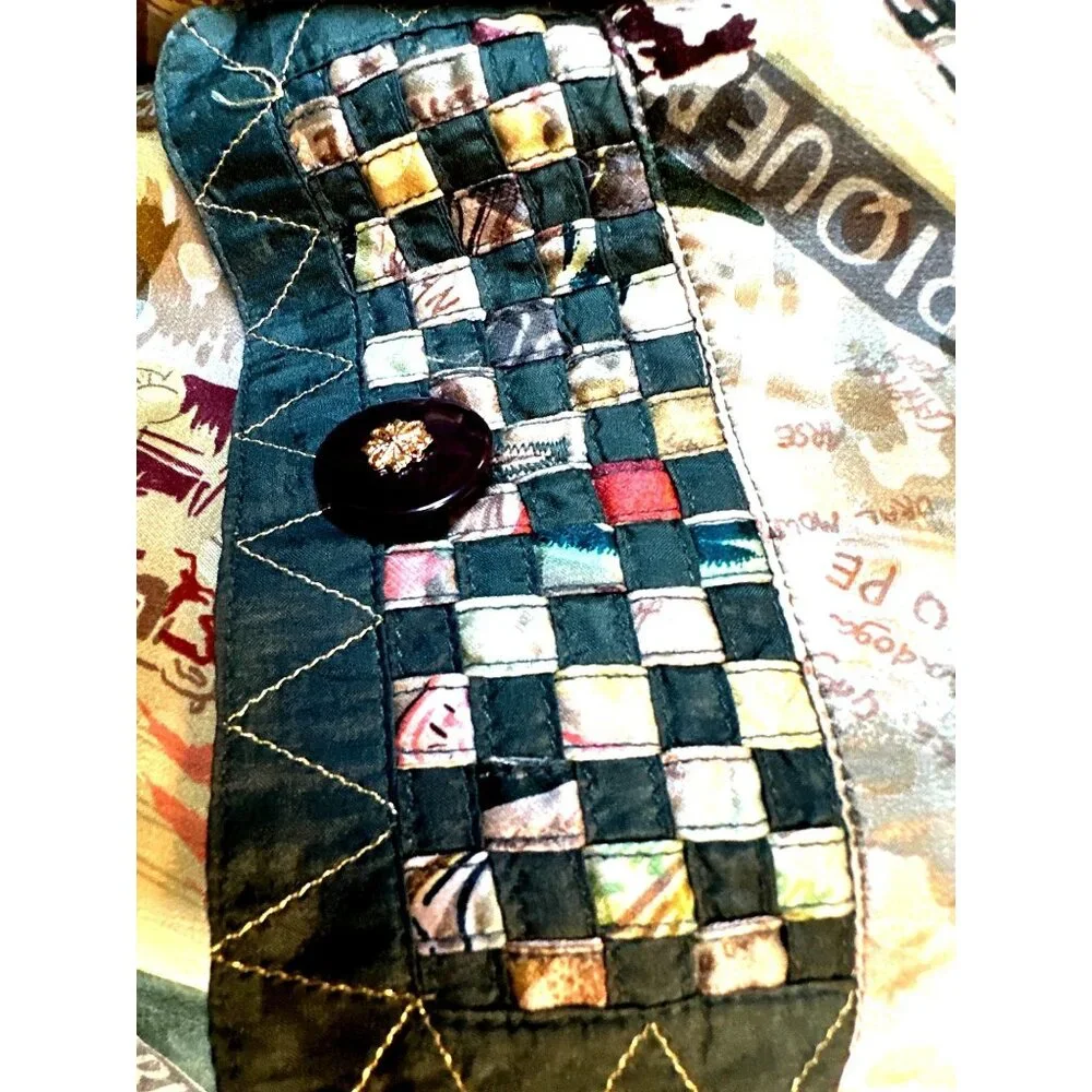 Mureli Small All Silk Wearable Art Vintage Jacket Retro Graphic Print Luxury Chi - Picture 9 of 12